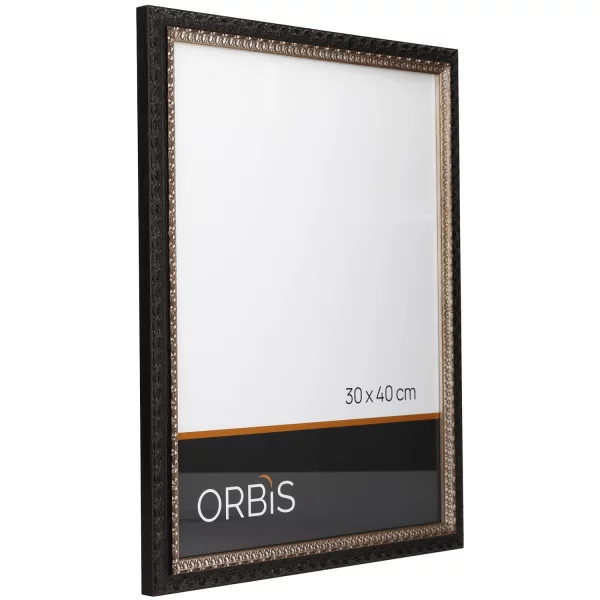 Barockrahmen Francis 13x18 cm | Schwarz mit Silber | Normalglas (2 mm)