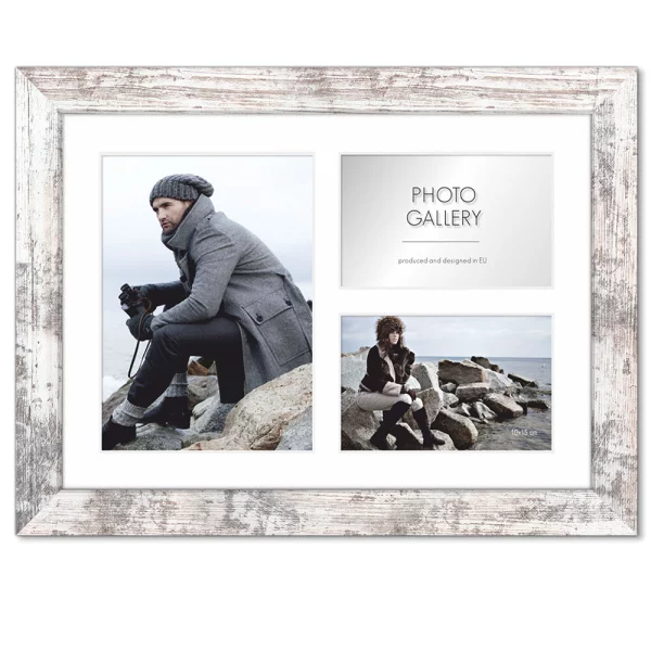 Cadre multi photos Narvik pour 3 photos 28x39 cm (2x 10x15 + 1x 15x21 cm) | shabby | verre standard (2 mm)