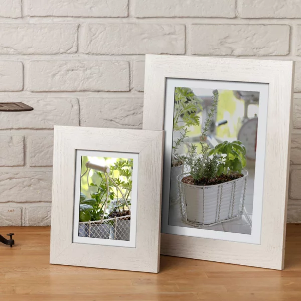 Cadre en bois Lahti (MDF) 10x15 cm | blanc inégal | verre standard (2 mm)