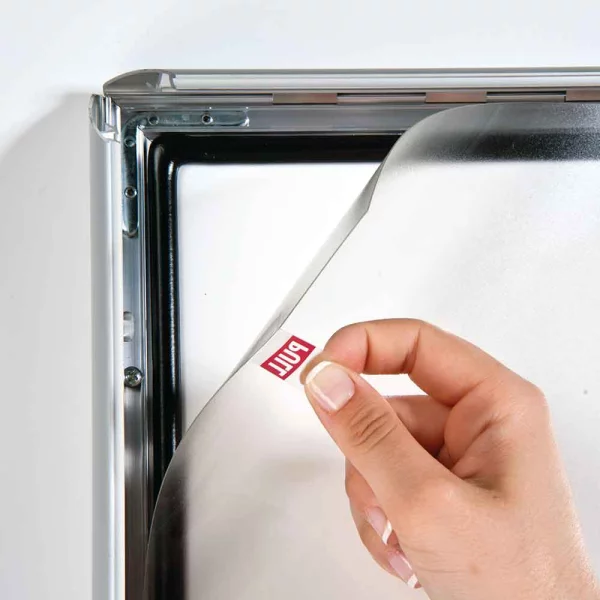 Wasserfester Klapprahmen 25 mm Gehrung 42x59,4 cm (A2) | silber | Kunstglas mattiert (1 mm)