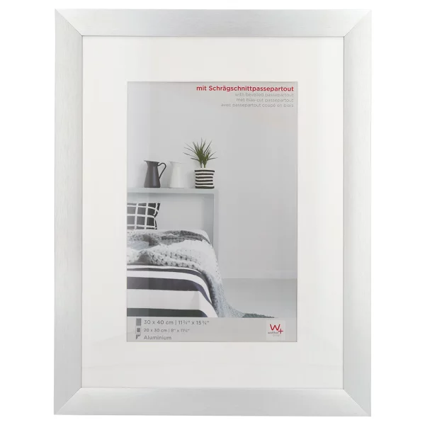 Cadre en aluminium Aluline avec passe-partout 15x20 cm (10x15 cm) | argent | verre standard (2 mm)