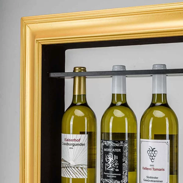 Bilderrahmen mit Weinregal 60x80 cm | gold