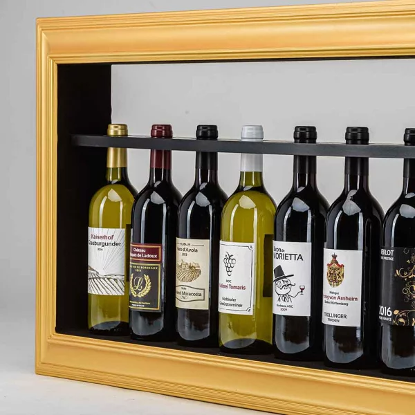 Bilderrahmen mit Weinregal 40x120 cm | gold