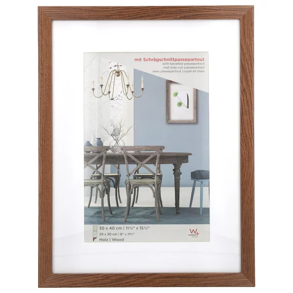 Holz Bilderrahmen Fiorito (MDF) mit Passepartout 10x15 cm (7x10 cm) | Eiche dunkel | Normalglas (2 mm)