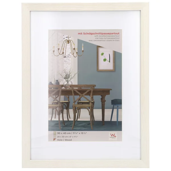 Holz Bilderrahmen Fiorito (MDF) mit Passepartout 10x15 cm (7x10 cm) | Weiß | Normalglas (2 mm)
