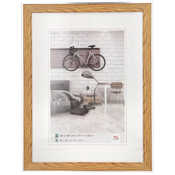 Kunststoff Bilderrahmen Bohemian mit Passepartout 20x30 cm | buche | Normalglas (2 mm)
