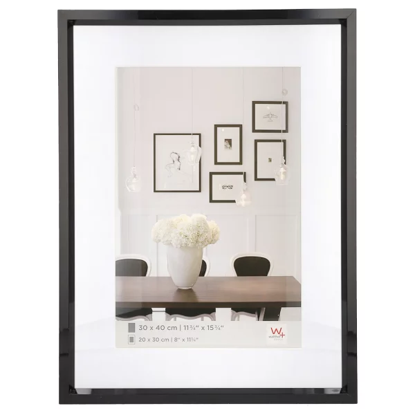 Cadre en plastique Steel Style avec passe-partout 10x15 cm (7 x 10 cm) | noir | verre standard (2 mm)