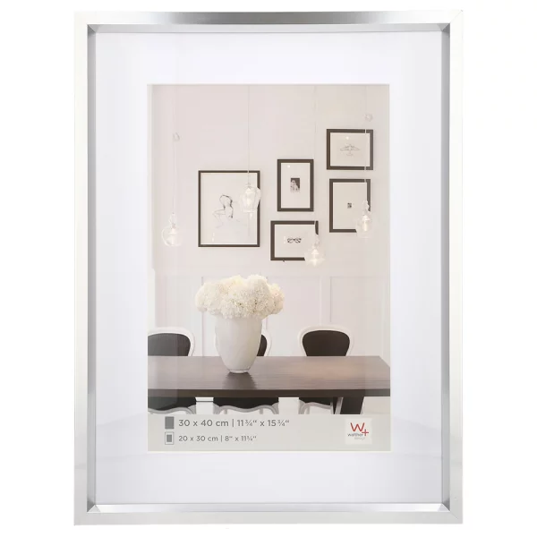 Cadre en plastique Steel Style avec passe-partout 10x15 cm (7 x 10 cm) | argent | verre standard (2 mm)