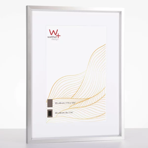 Cadre en plastique New Wave avec passe-partout 10x15 cm (7x10 cm) | argent | verre standard (2 mm)
