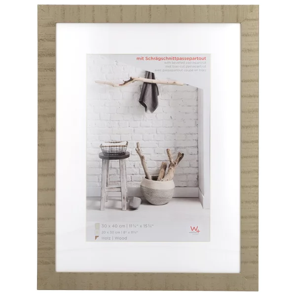 Cadre en bois Home avec passe-partout 10x15 cm (7x10 cm) | beige-brun | verre standard (2 mm)