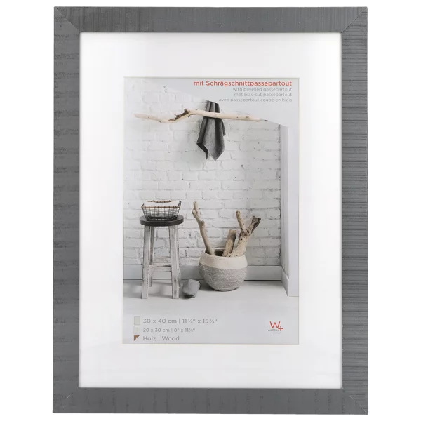 Cadre en bois Home avec passe-partout 10x15 cm (7x10 cm) | gris | verre standard (2 mm)