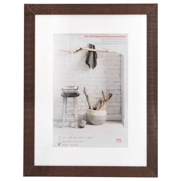 Cadre en bois Home avec passe-partout 10x15 cm (7x10 cm) | noyer | verre standard (2 mm)