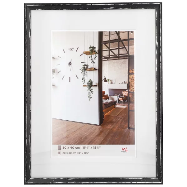 Holz Bilderrahmen Metropolis 20x30 cm | schwarz-silber | Normalglas (2 mm)
