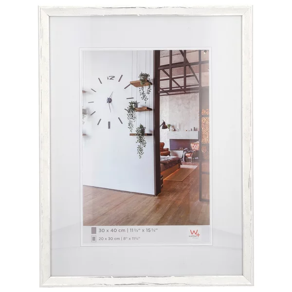 Holzrahmen Metropolis 20x30 cm | weiß-silber | Normalglas (2 mm)