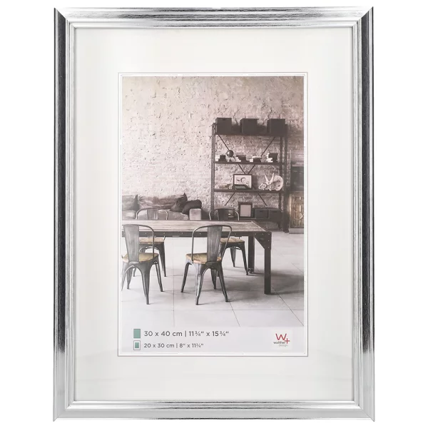 Kunststoff Bilderrahmen Lounge 20x30 cm | silber | Normalglas (2 mm)