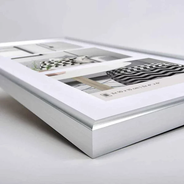 Kunststoff-Galerierahmen Geleria 5 Bilder 5x10x15 cm | silber | Normalglas (2 mm)