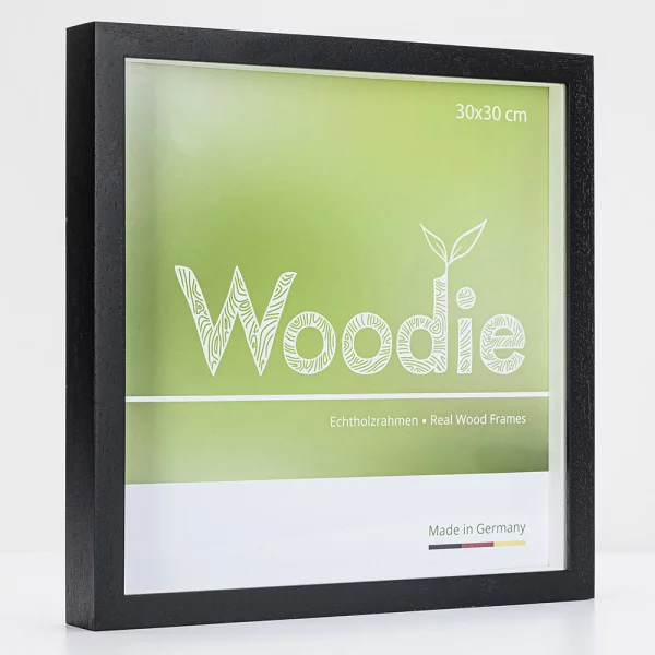 Holz Bilderrahmen Usedom mit Distanzleiste 30x30 cm | Schwarz | Normalglas