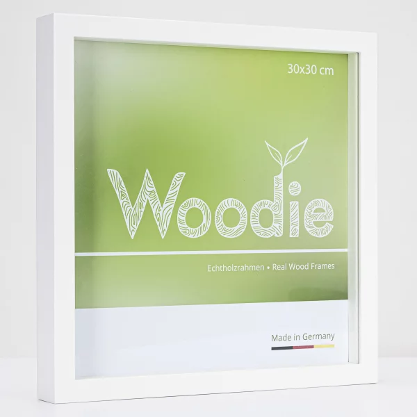Cadre en bois Usedom avec baguette à distance 30x30 cm | blanc | verre standard