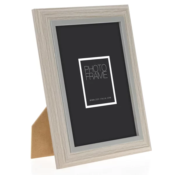 Holz Bilderrahmen Perugia (MDF) 13x18 cm | Creme-Grau | Normalglas (2 mm)