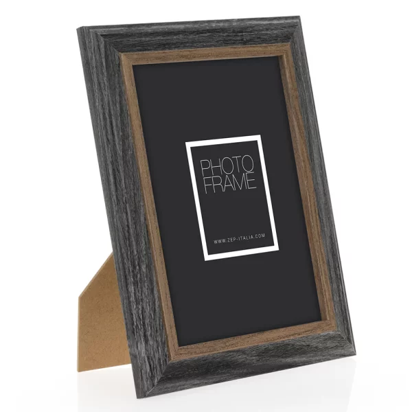 Holz Bilderrahmen Perugia (MDF) 13x18 cm | Schwarz-Braun | Normalglas (2 mm)