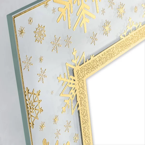 Glas Bilderrahmen Winter mit glänzendem Relief-Druck 13x18 cm | Gold | Normalglas (2 mm)