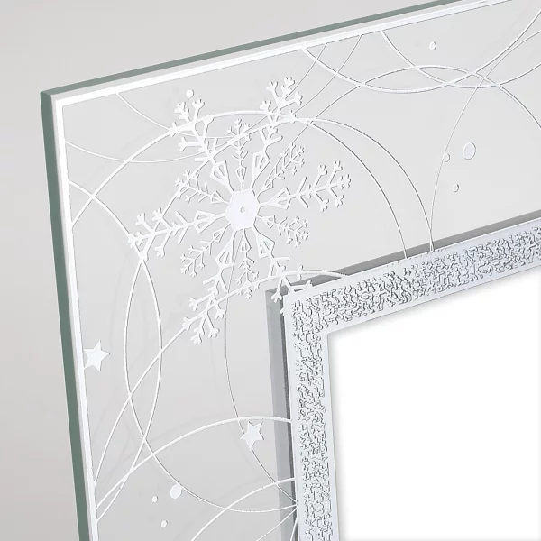 Glas Bilderrahmen Winter mit glänzendem Relief-Druck 13x18 cm | Silber | Normalglas (2 mm)