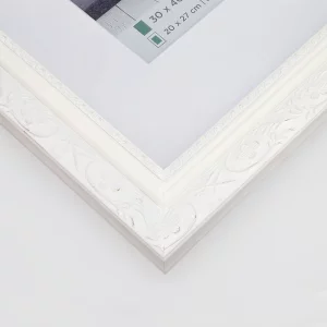 Holz-Bilderrahmen Barock 40x50 cm | weiß | Normalglas (2 mm)
