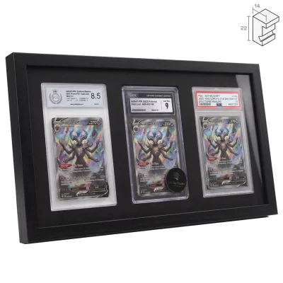 Thumbnail von Gradello Triple Holz-Bilderrahmen f&uuml;r 3 gegradete Karten  Displayrahmen mit passgenauem Passepartout f&uuml;r Sammelkarten, TCG &amp; Sportkarten Bild 4