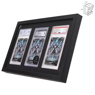 Thumbnail von Gradello Tripple Holz-Bilderrahmen für 3 gegradete Karten – Displayrahmen mit passgenauem Passepartout für Sammelkarten, TCG & Sportkarten Bild 4