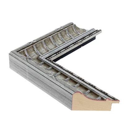 Holz-Bilderrahmen CHATEAU 461 Sonderzuschnitt Silber | Normalglas (2 mm)