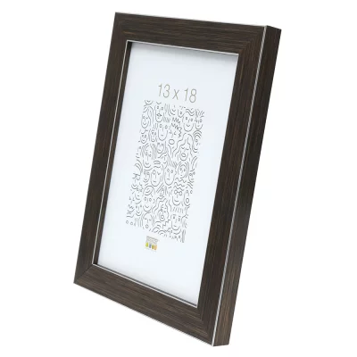 Kunststof fotolijst Lucas 15x15 cm | bruin met zilverrand | normaal glas (2 mm)