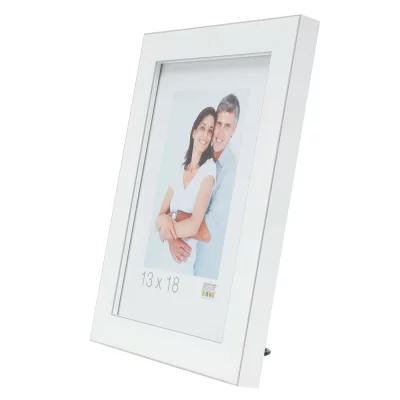 Kunststof fotolijst Lucas 15x15 cm | wit met zilverrand | normaal glas (2 mm)