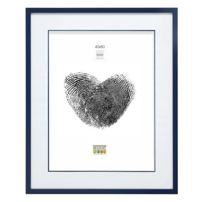 Houten kader David met passe-partout 20x20 cm (13x13 cm) | blauw | normaal glas (2 mm)