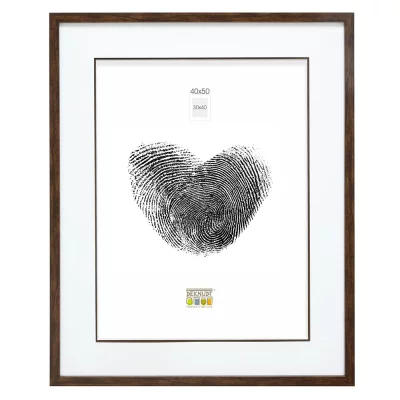 Houten kader David met passe-partout 20x20 cm (13x13 cm) | bruin | normaal glas (2 mm)