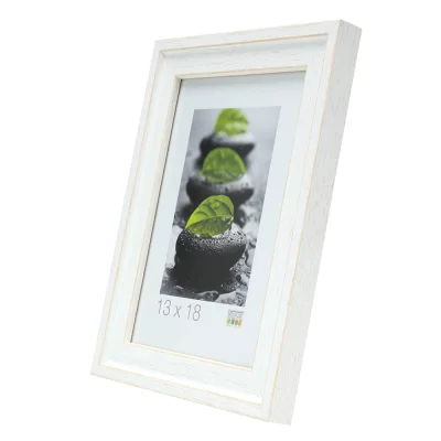 Drewniana rama do obrazu Rudolph 20x20 cm | biało-srebrny | szkło standardowe (2 mm)