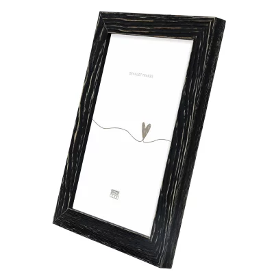 Rama do zdjęć Camille, z postarzanego drewna 15x20 cm | czarny | szkło standardowe (2 mm)