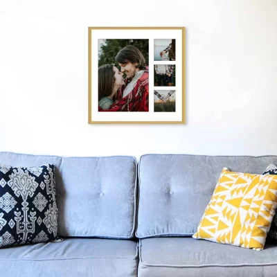 Aluminiowa multiramka na zdjęcia Alicja 40x40 cm (4 Bilder) | złoty | szkło sztuczne (1 mm)