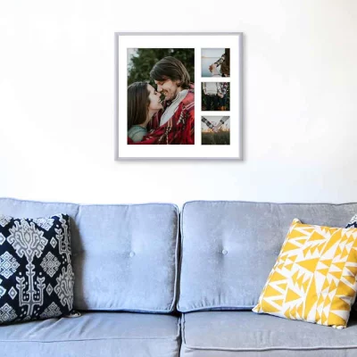 Aluminiowa multiramka na zdjęcia Alicja 40x40 cm (4 Bilder) | srebrny | szkło sztuczne (1 mm)