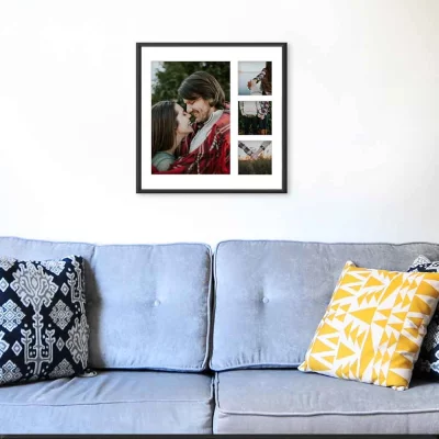 Aluminiowa multiramka na zdjęcia Alicja 40x40 cm (4 Bilder) | czarny | szkło sztuczne (1 mm)