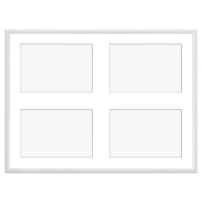 Aluminiowa multiramka na zdjęcia Amelia 30x40 cm (4 Bilder) | biały | szkło sztuczne (1 mm)