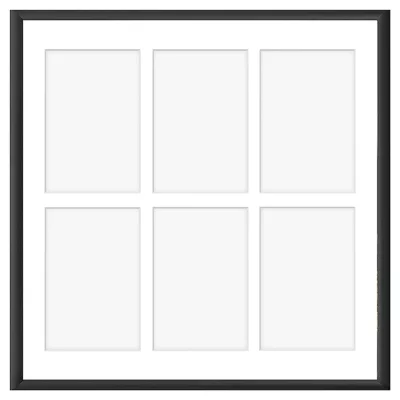 Aluminiowa multiramka na zdjęcia Amelia 40x40 cm (6 Bilder) | czarny | szkło sztuczne (1 mm)