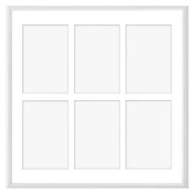 Aluminiowa multiramka na zdjęcia Amelia 40x40 cm (6 Bilder) | biały | szkło sztuczne (1 mm)