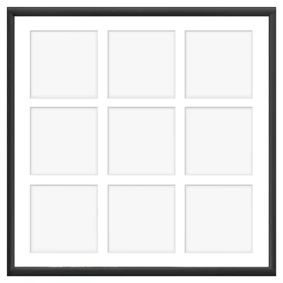 Aluminiowa multiramka na zdjęcia Amelia 40x40 cm (9 Bilder) | czarny | szkło sztuczne (1 mm)