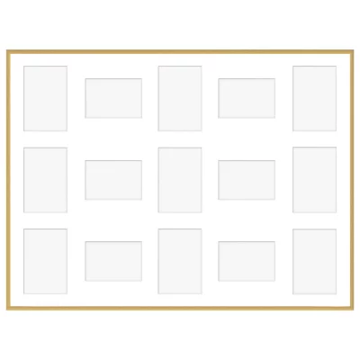 Aluminiowa multiramka na zdjęcia Amelia 60x80 cm (15 Bilder) | złoty | szkło sztuczne (1 mm)
