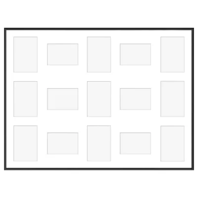 Aluminiowa multiramka na zdjęcia Amelia 60x80 cm (15 Bilder) | czarny | szkło sztuczne (1 mm)