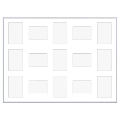 Aluminiowa multiramka na zdjęcia Amelia 60x80 cm (15 Bilder) | srebrny | szkło sztuczne (1 mm)