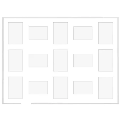 Aluminiowa multiramka na zdjęcia Amelia 60x80 cm (15 Bilder) | biały | szkło sztuczne (1 mm)