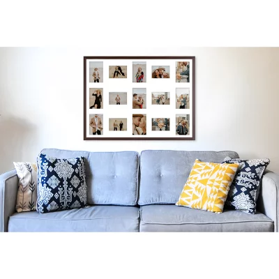 Multi fotolijst van hout Hekla (MDF) 60x80 cm (15 Bilder) | wengé | kunstglas (1 mm)