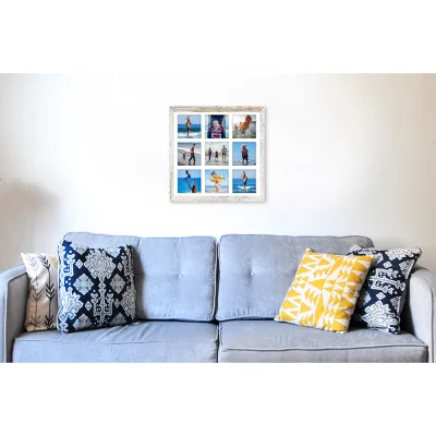 galleriram av trä Hekla (MDF) 40x40 cm (9 Bilder) | blekt skiffer | Plastglas (1 mm)