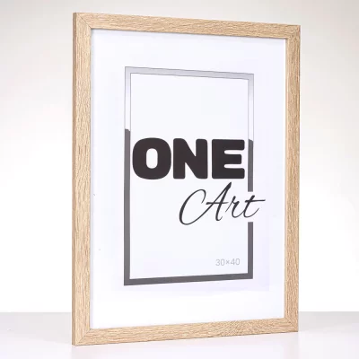 Drewniana rama Hekla (MDF) na wymiar naturalny | szkło sztuczne (1 mm)